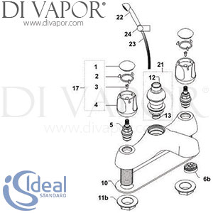 Ideal Standard Sandringham 2 Hole Bath Shower Mixer with Kit Spare Parts - IDL DV 270